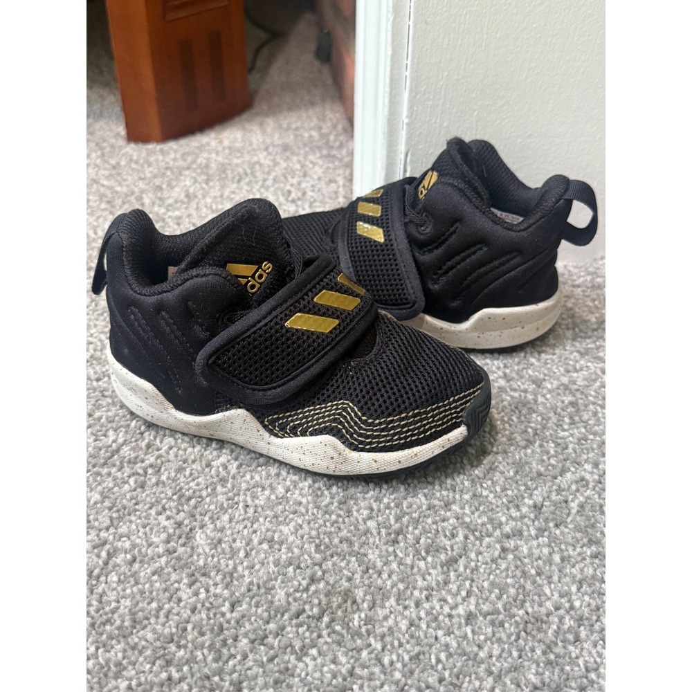 Adidas Toddler Deep Threat Basketball Shoes Black Gold Size 6.5K